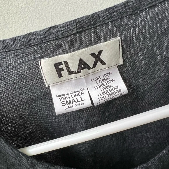 FLAX Black 100% Linen Tunic Sz Small - Picture 6 of 6